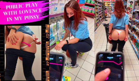 Redhead slut loves dirty play in the stores